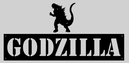 "Godzilla" panel & silhouette